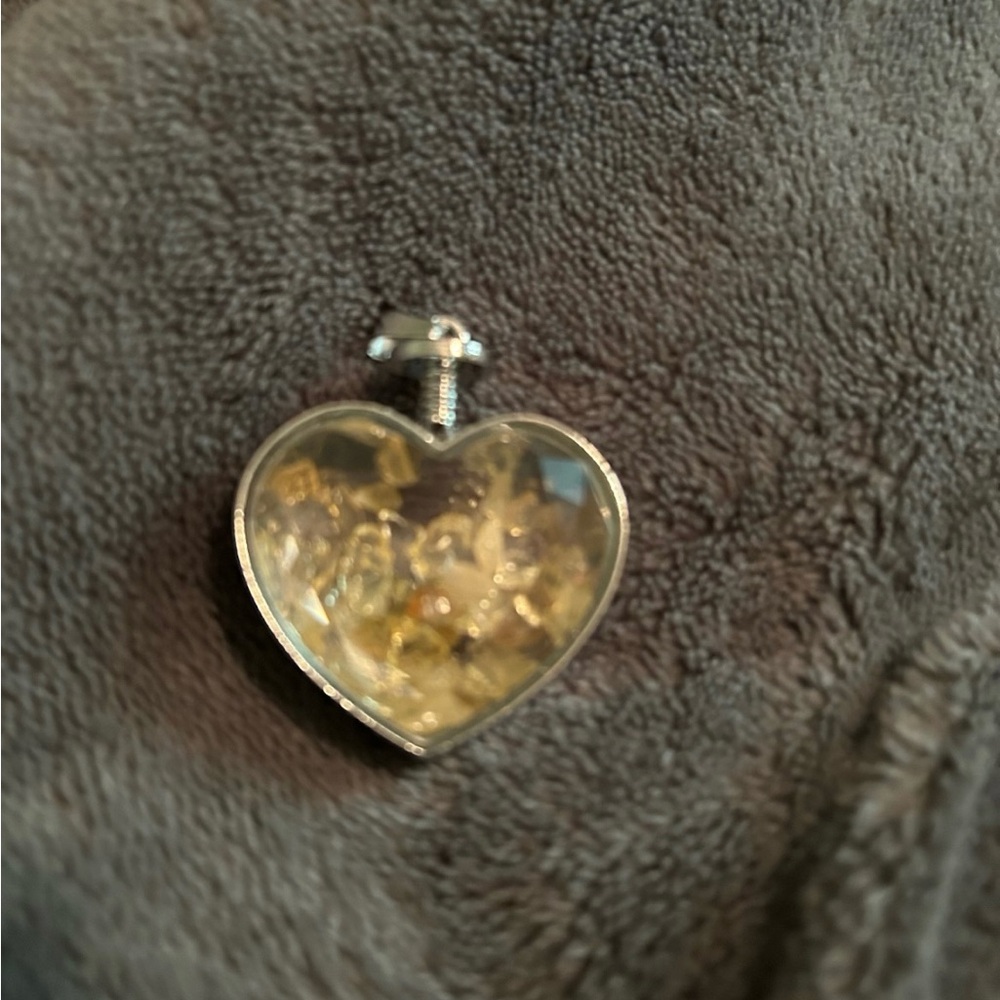 Crystal Heart Pendant Citrine Tumbled Crystal Chips